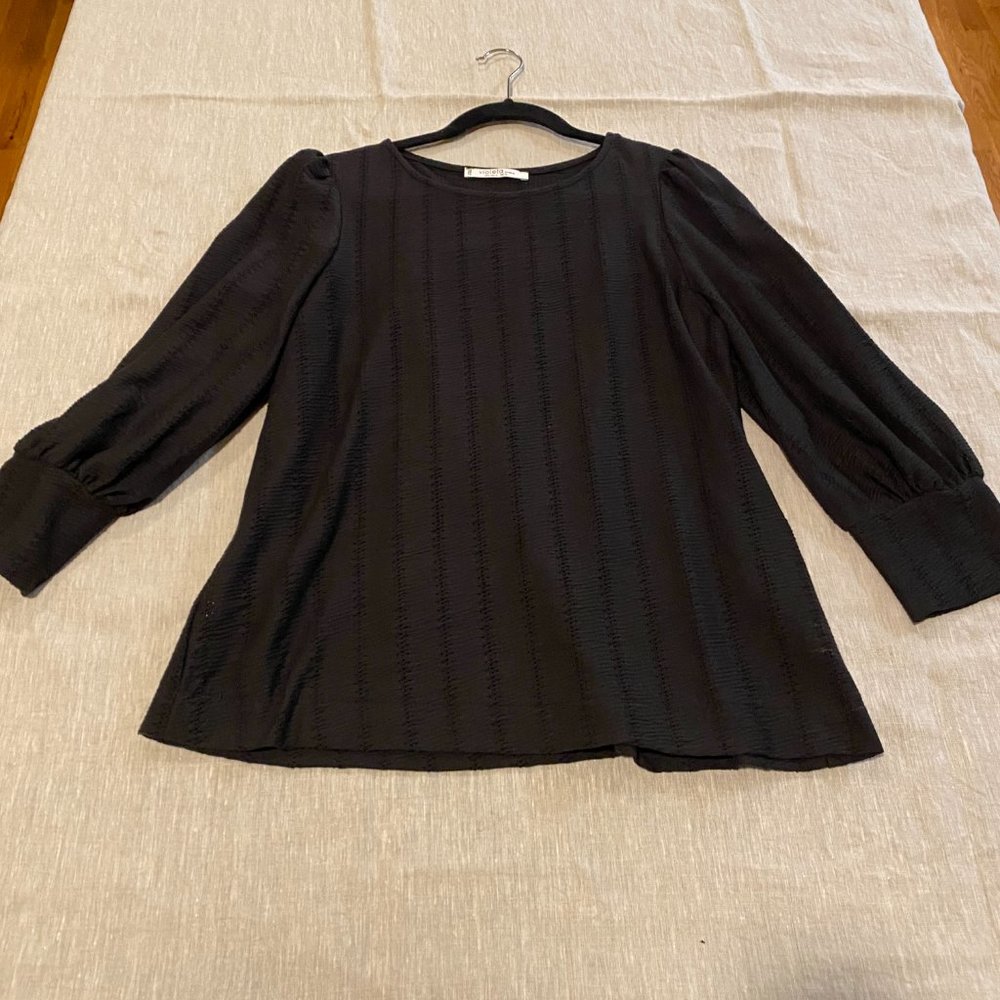 Violeta by Mango black eyelet shirt, size M